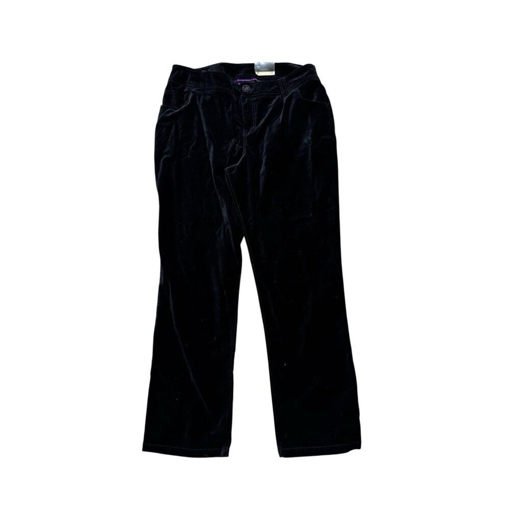 Lane Bryant Black Velvet Straight Leg Pants 18 High Rise NWT